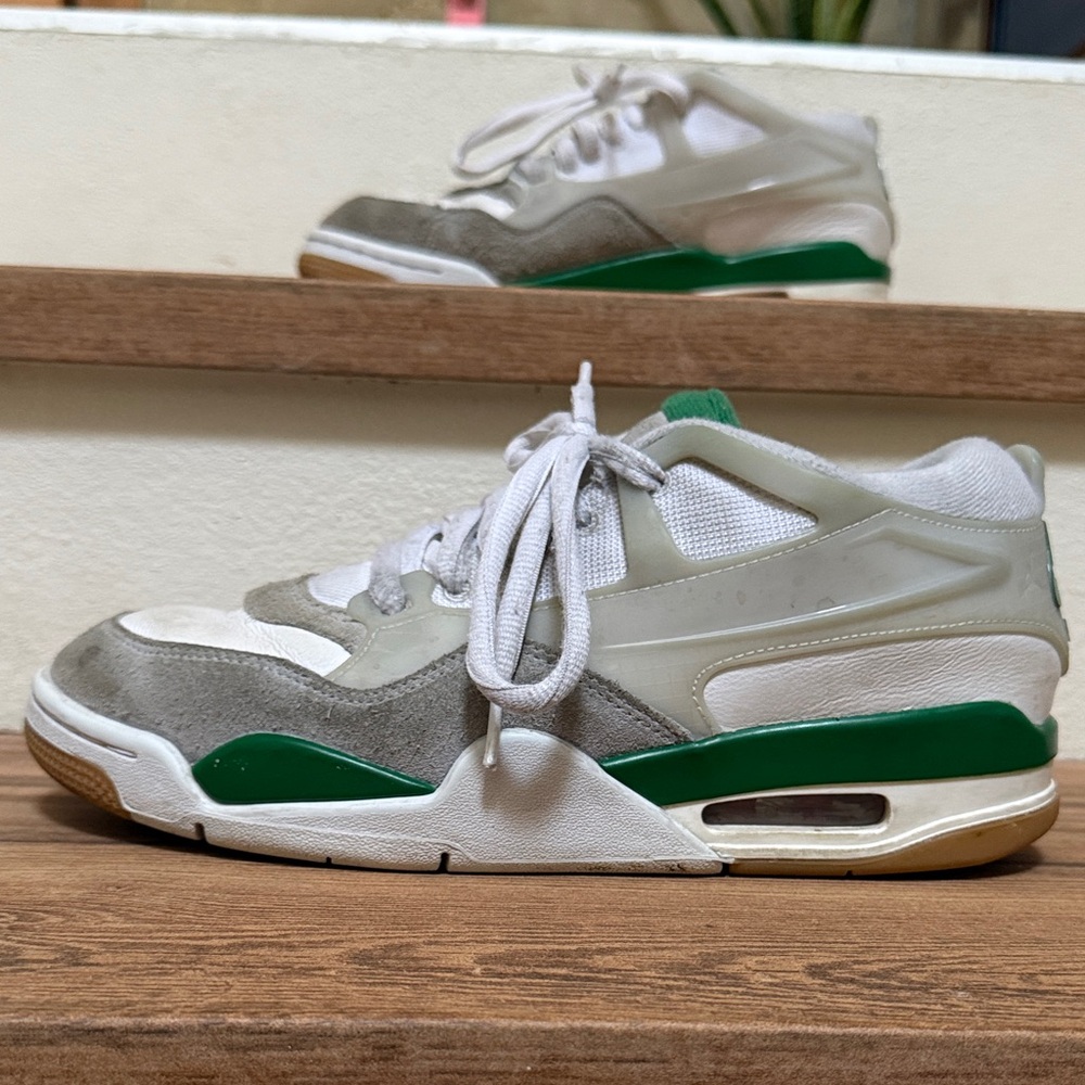 Nike Air Jordan 4 RM White and Green Sneakers - Picture 2 of 6